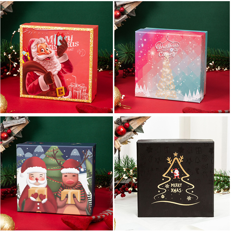 En stock caja de regalo de Navidad cubierta de cielo rojo caja de regalo grande bufanda termo taza caja de Nochebuena caja de Apple