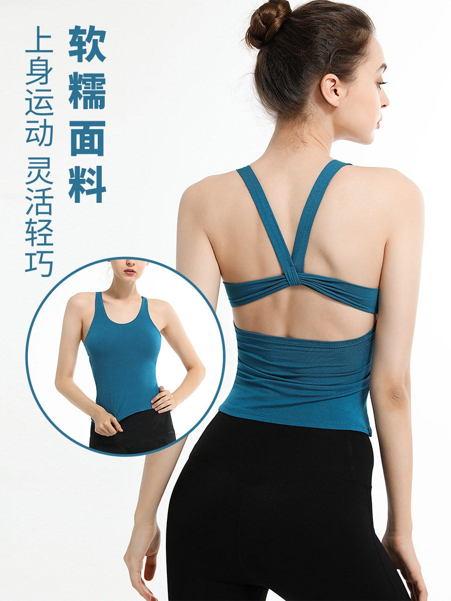 Europa y América transfronteriza nueva sexy deportes de secado rápido yoga superior femenino stretch running fitness dance con chaleco estera del pecho