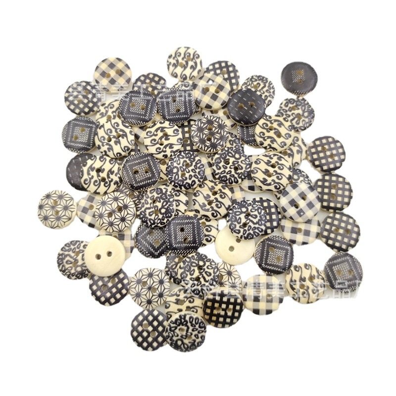 1,5 cm registro negro Plaid impreso botón Registro estilo europeo y americano hermoso impreso hebilla de pan 100 unids/bolsa