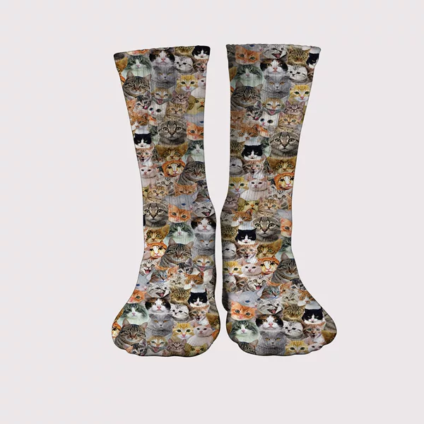 Cross-border New Hiyintm 3D Digital Printed Socks Cat and Dog Head Animal Socks Personalized Creative Mid-tube Socks