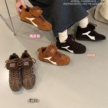 首谷正品2025冬季新款方头仿羊毛德训鞋百搭内增高休闲运动鞋女潮