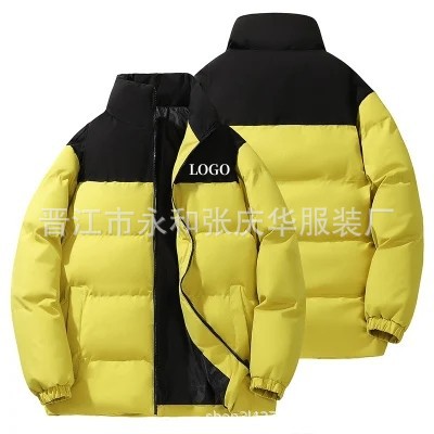 2023 nueva capa acolchada de algodón de invierno para hombres y mujeres collar de pie corto moda estilo coreano abrigo de pan juvenil entrega de una sola pieza