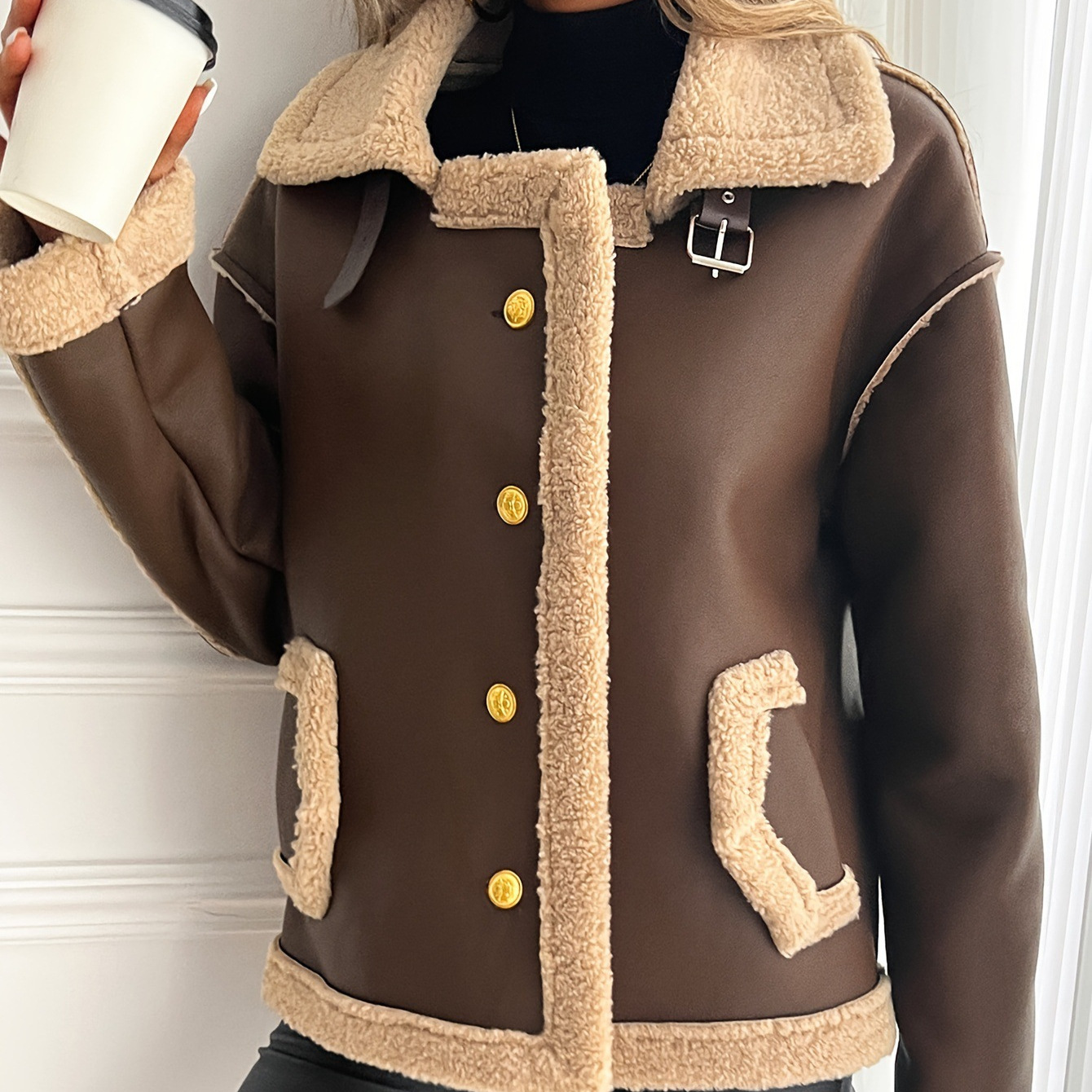 Cross-Border 2025 Autumn and Winter New Fur Integrated Thick Lamb Wool Outwear Cashmere Motorcycle Jacket Warm Women's Clothing