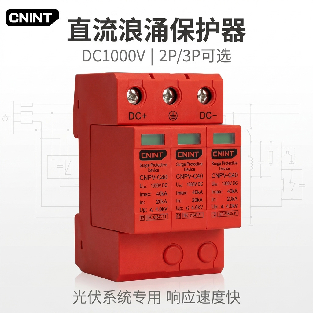 直流SPD浪涌保护器DC1000V/2P/3P/40kA/T2/C级防雷器光伏避雷器
