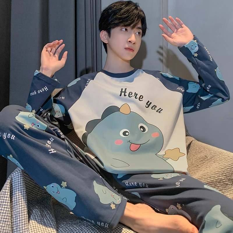 Pajamas for Boys Spring and Autum 2025 New Suits Simple Teenagers Autum and Winter Loose Home Clothes Comfortable Large Size