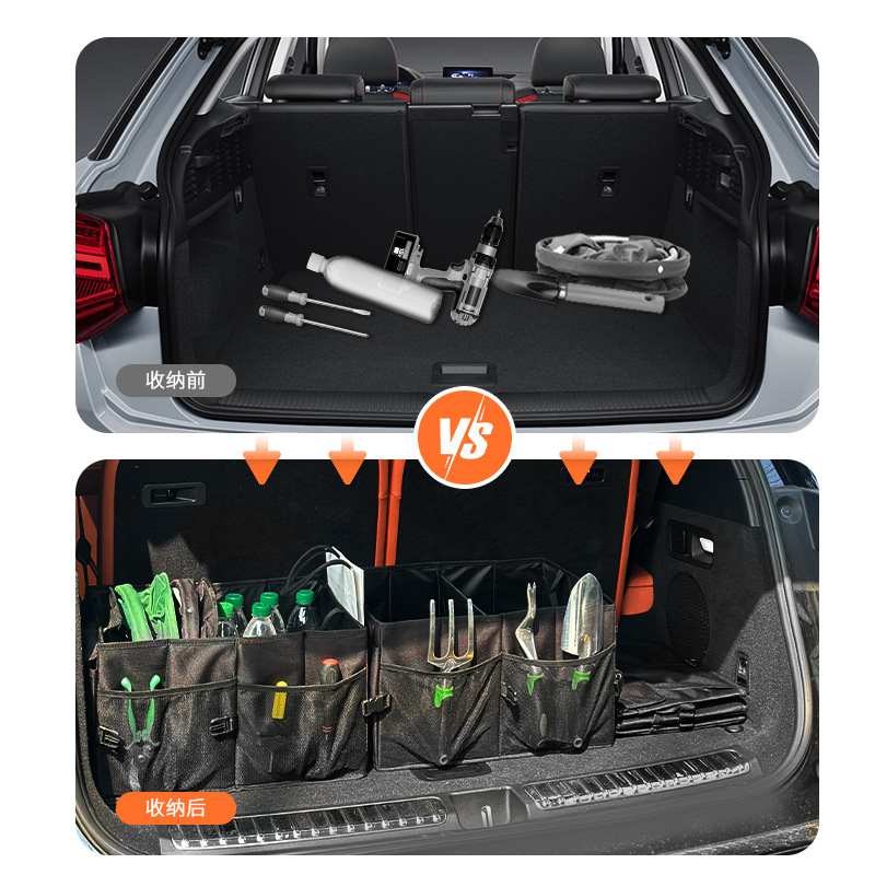 Cesta de almacenamiento del maletero del automóvil multifuncional de tela de oxford engrosada caja de herramientas plegables montada en el automóvil caja de almacenamiento de acabado