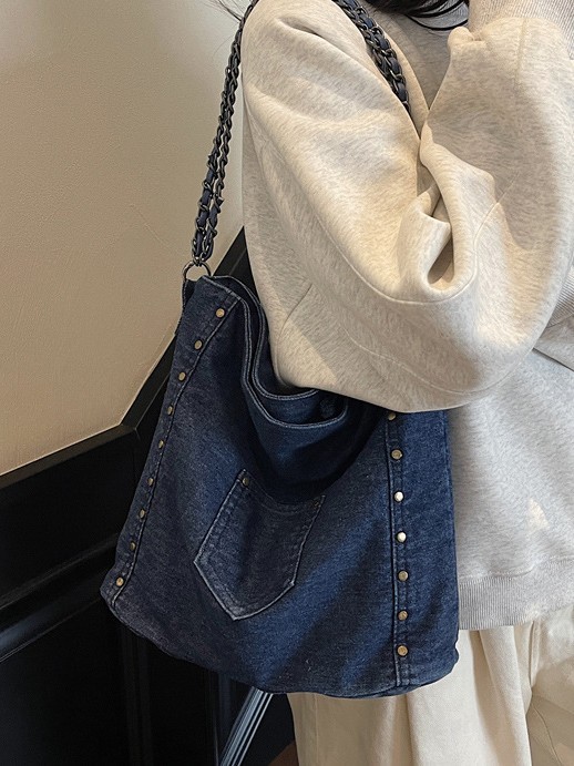 Versión coreana del bolso de gran capacidad para mujer 2025 nuevo bolso de mensajero de hombro de mezclilla retro bolso de viaje casual image 4