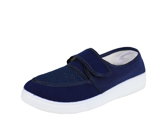 Anti-static anti-static grid surface shoes, soft bottom thickened SPU canvas with Velcro breathable mesh holes, men and women's work dust-free shoes