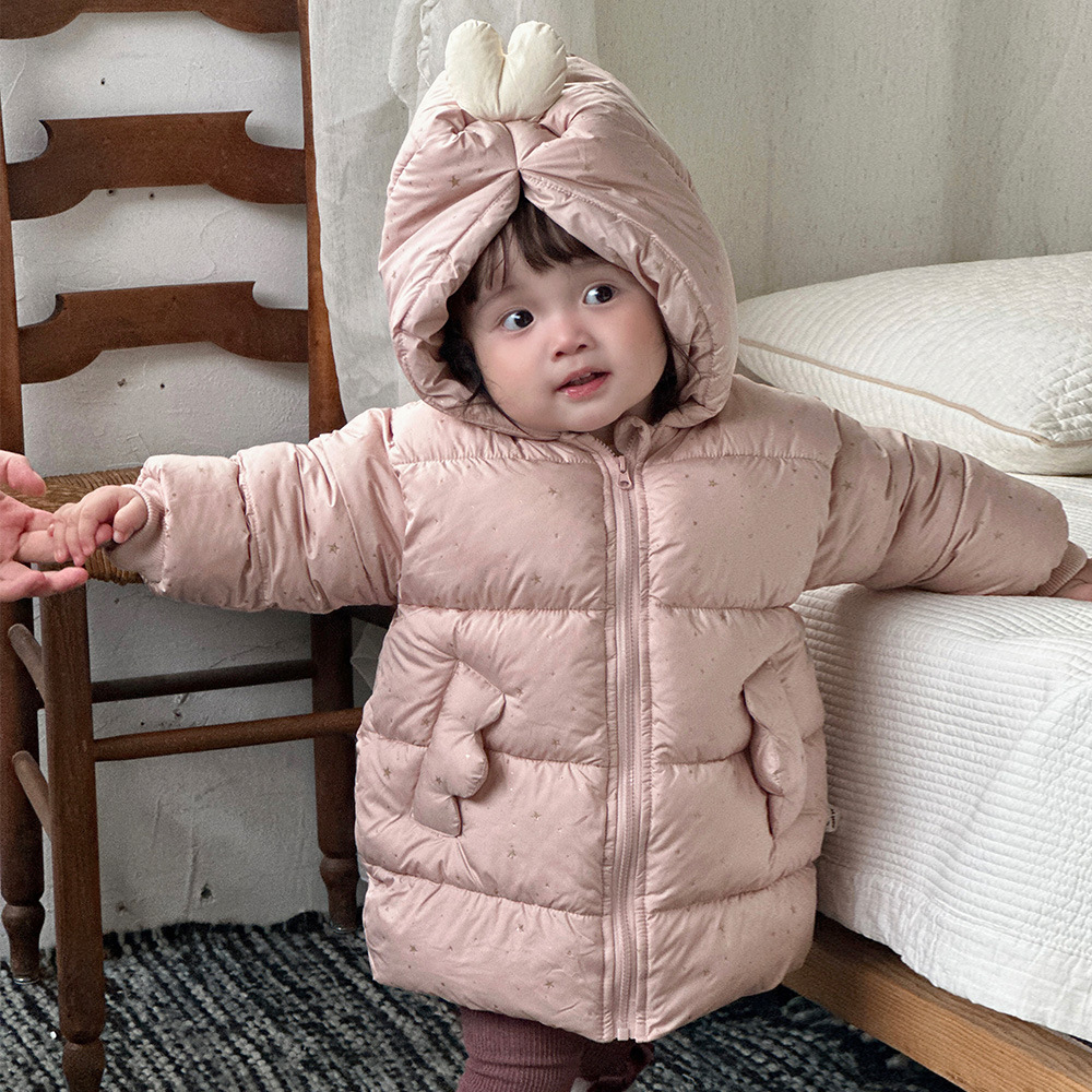 2024 invierno bebé abrigo coreano lindo super lindo vestido de salida niña niño chaqueta de algodón de gas extranjero grueso cálido