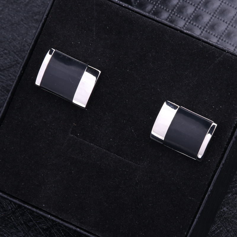 Temperament Simple Black Cufflinks French Cufflinks Cufflinks Cufflinks Men's Men's genuine goods Cuff Nails Shirt Shirt Buckle
