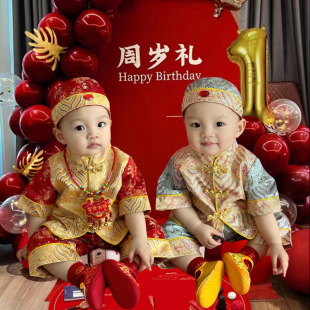 25 Summer Children's Tang Dress Chinese Dress for Boys and Girls Baby One-year-old Dress for Weeks, Banquet, Birthday Banquet, Festive Dress for suit