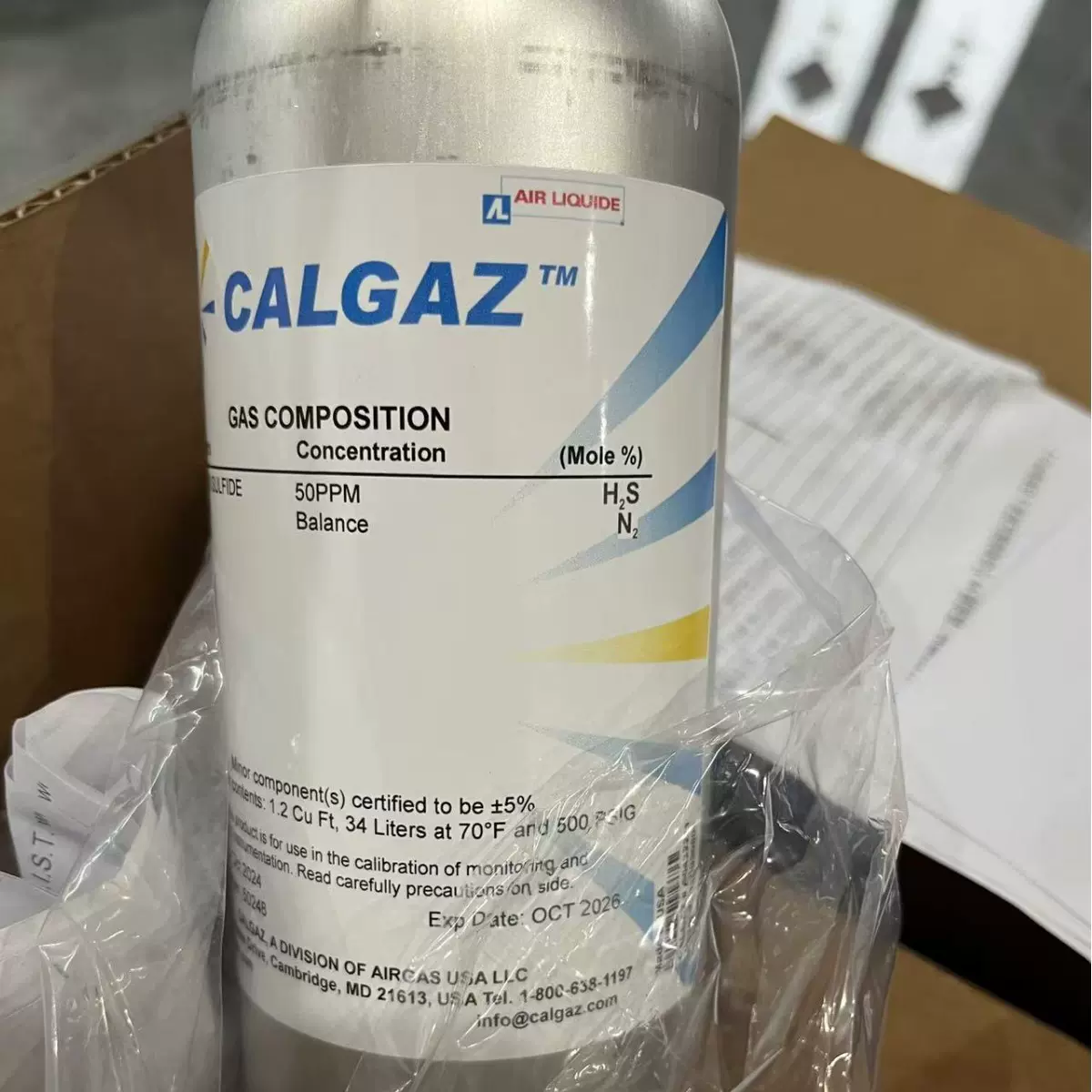 美国calgaz 标气 2AL-34L气体检测仪标定 船舶专用标准气体
