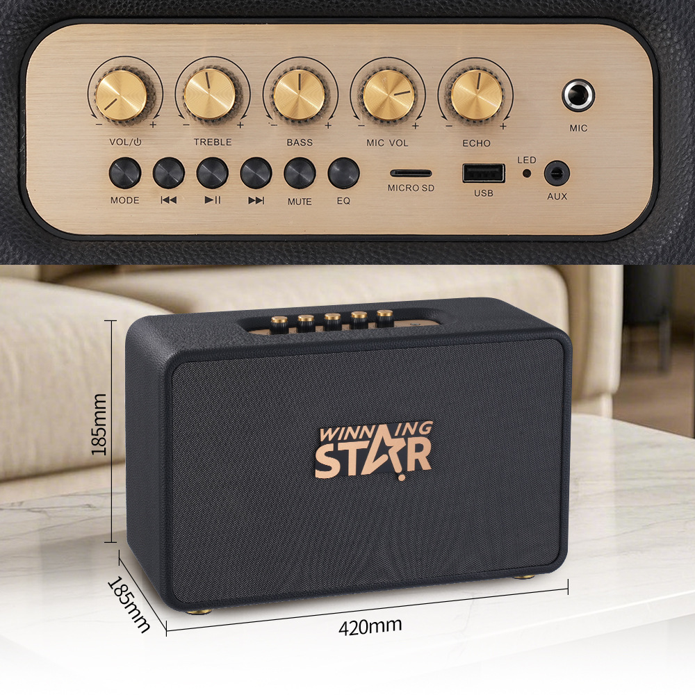 WINNING STAR transfronterizo exclusivamente para graves pesados de comercio exterior, nuevo sonido de audio portátil inalámbrico Bluetooth retro