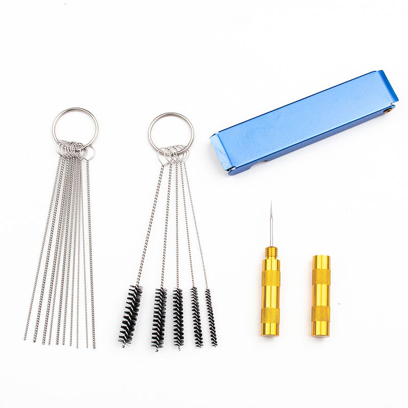 Cepillo de limpieza del carburador, pistola de pulverización, cepillo de limpieza de la pluma, raspador de caja de aluminio de aguja de acero inoxidable