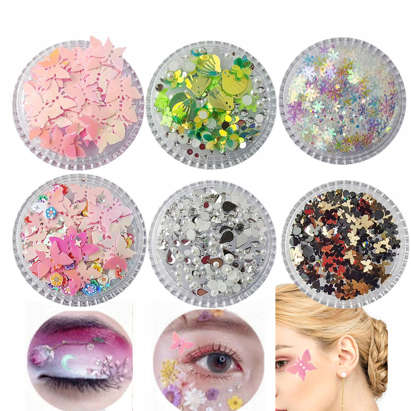 Internet Celebrity Same Style Hani Dress Dried Flower Butterfly Tears Diamond Snowflake Pearl Facial Decoration Girl Photo Children's Stage Makeup