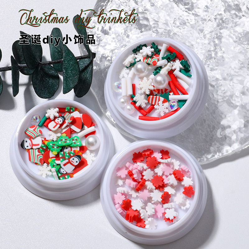 Soft pottery Christmas nail ornaments wholesale mixed pearl DIY nail accessories nail stickers Christmas