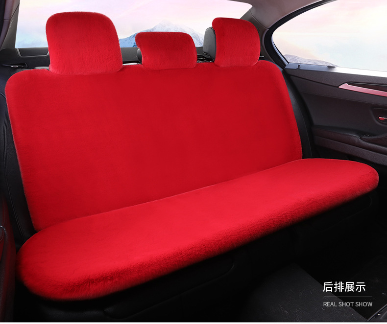 Cross-border 2026 new winter rabbit fur plush seat cushion with lumbar support, thickened car seat pad, car interior seat cushion, non-slip