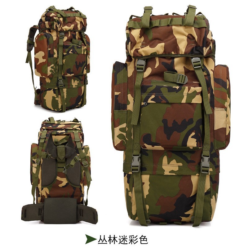 Transfronterizo personalizado al aire libre recargable caminata montaña mochila camping 65l mochila cubierta de lluvia bolsas tácticas en forma de U-suporte