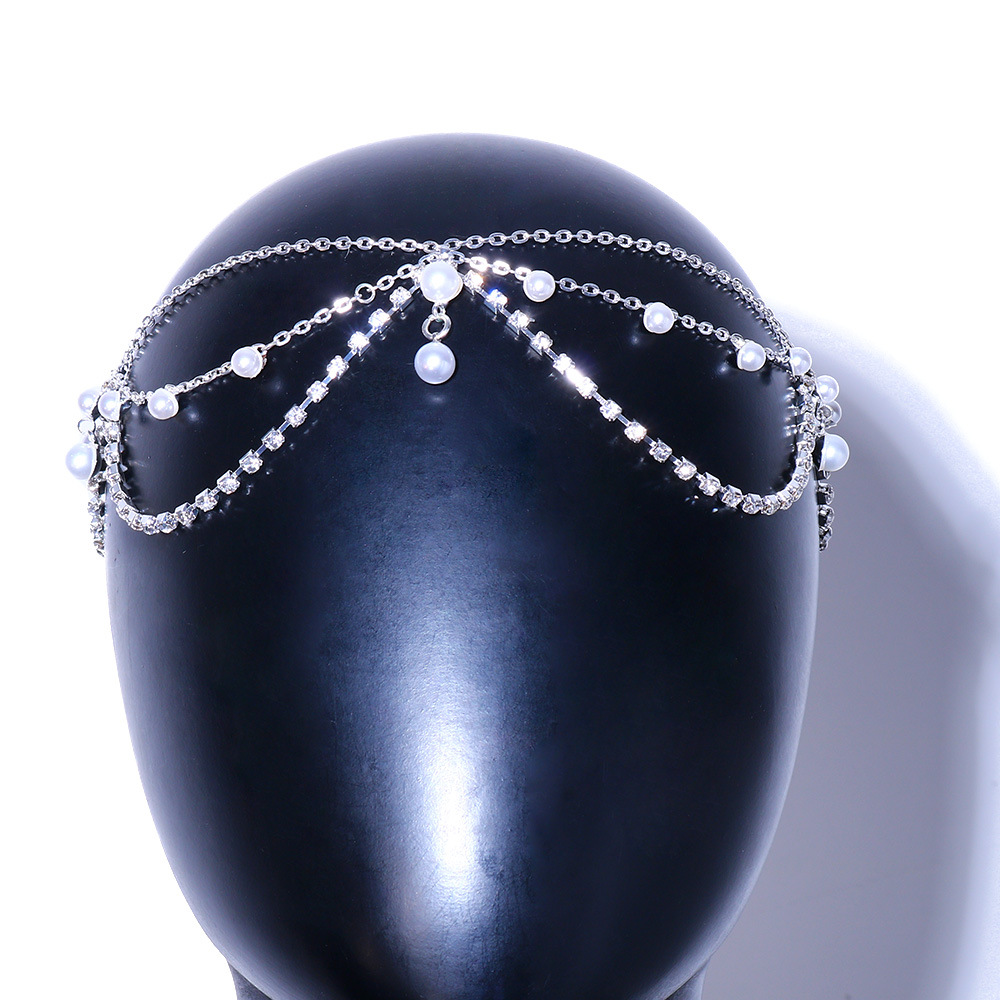 Bohemian pearl headdress Fashion multi layer versatile diamond headband female headdress_voghion.com