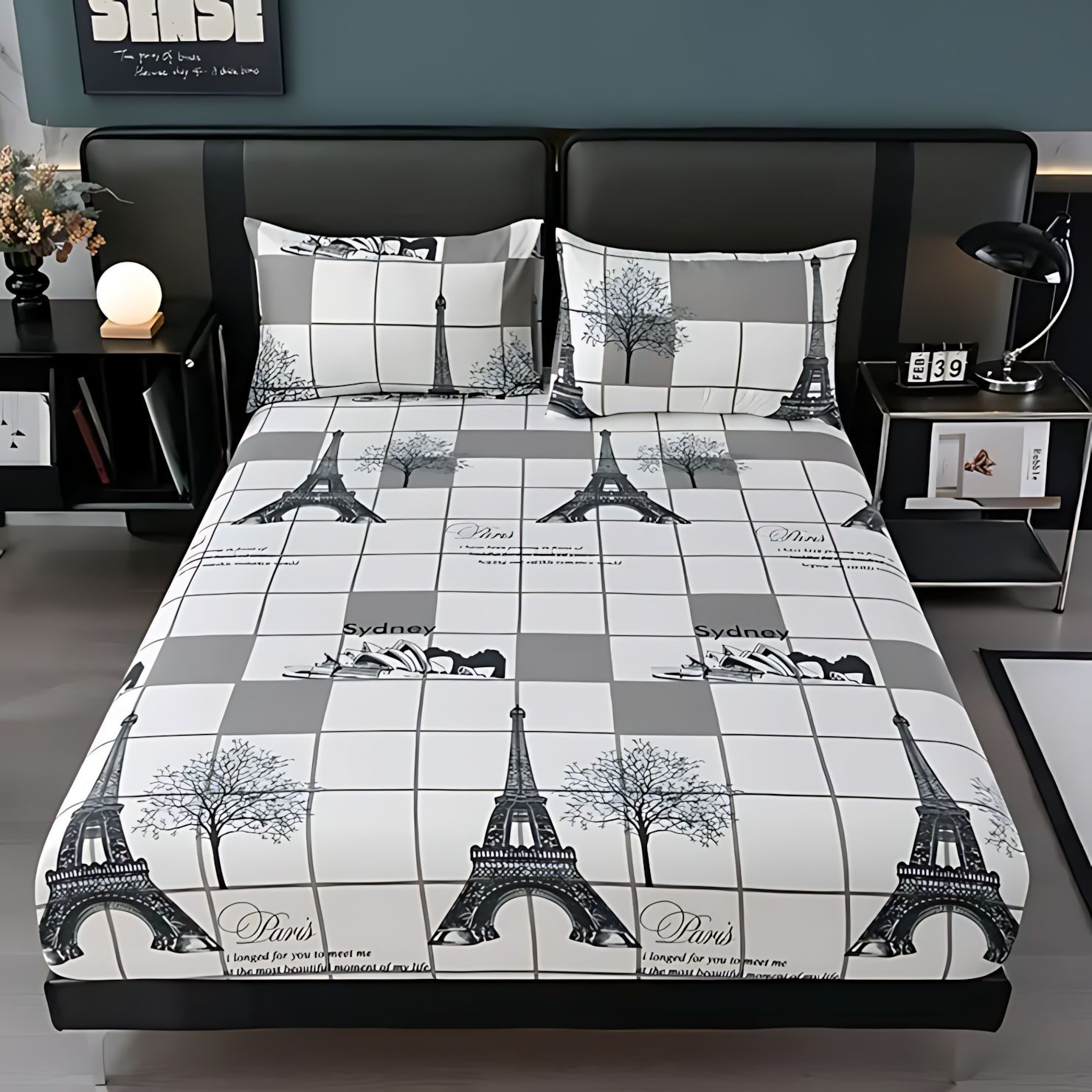 TEMU / JIT simple viento de alta definición impresión digital cama cómoda camisa colchón kit para hacer dibujos