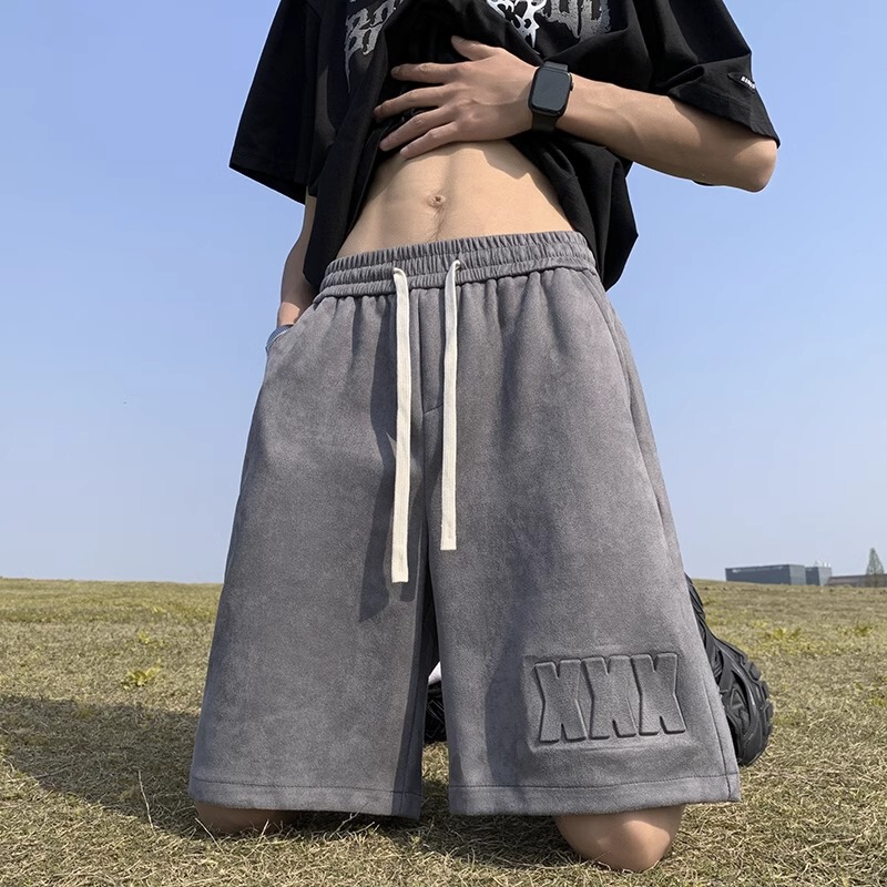 Trendy Brand American Suede Steel Printed Heavy Shorts Men's Summer 2025 New Loose Casual Sports Pants