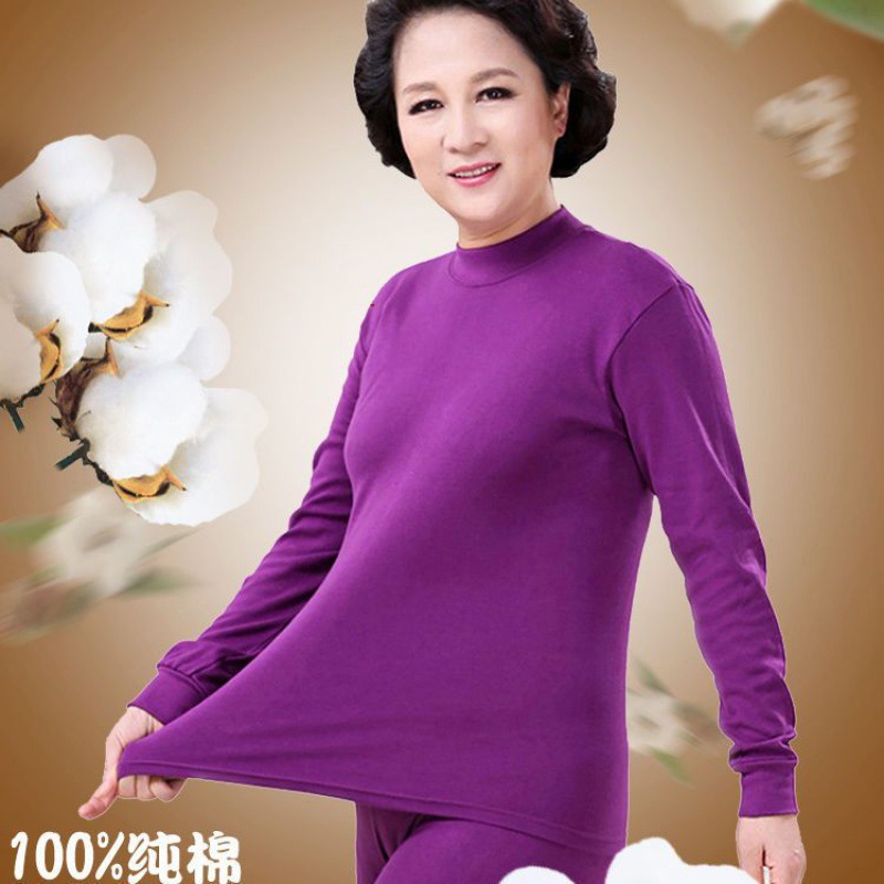 여성용 미드카라 순면 원피스 상의, 미드하이카라, 중노년층 가을옷, 셔츠, 노년층 바닥면 면스웨터, 속옷