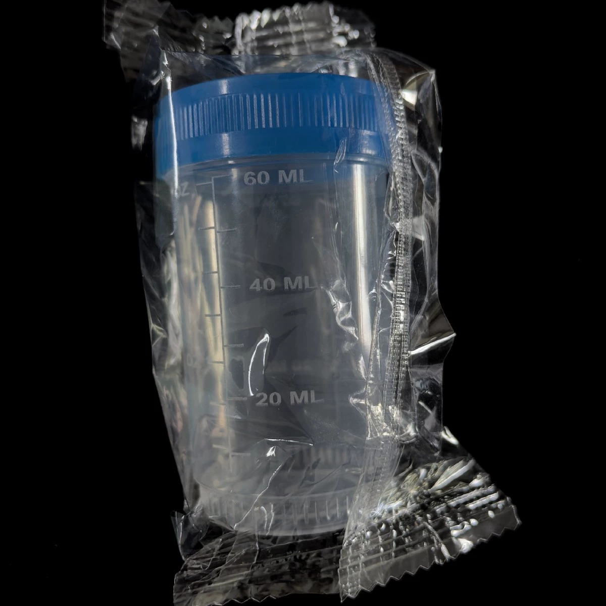 (Синяя крышка) Одноразовый стаканчик для сбора мокроты с синей крышкой, 60 мл, в индивидуальной упаковке, 1000 штук/коробка, оптовая партия, бесплатная доставка