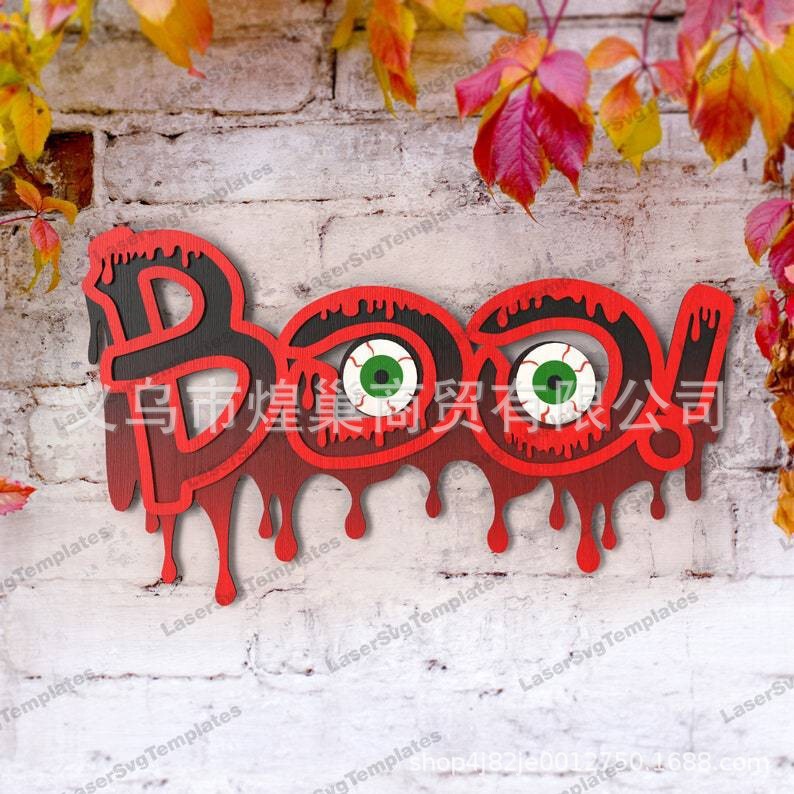 Boo ウォールサイン boo ウォールサイン装飾クリエイティブハロウィン装飾木製工芸品|undefined