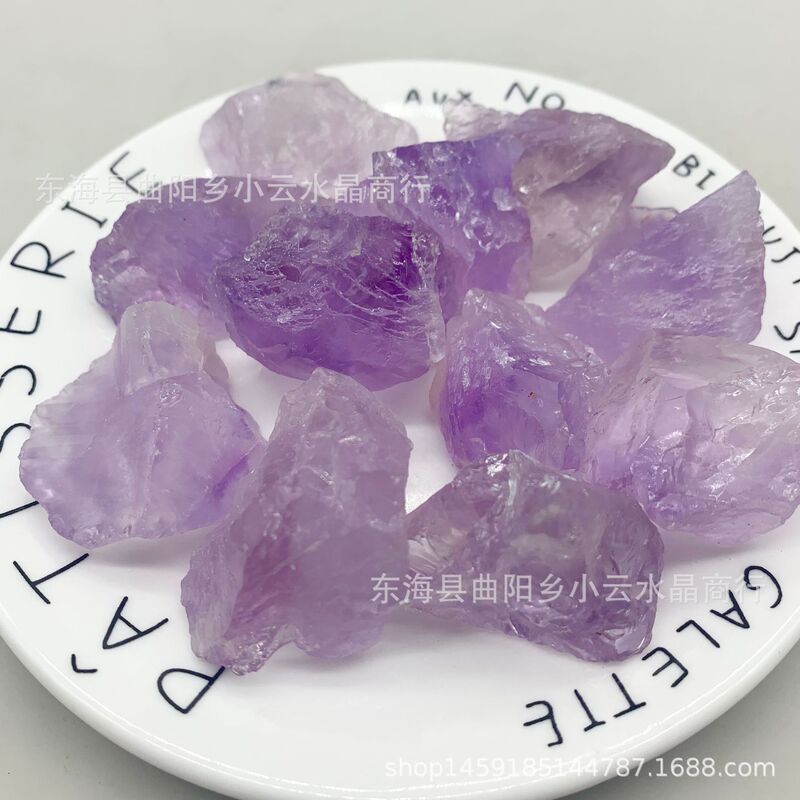 Natural amethyst raw stone non-cut light purple raw stone non-corner expansion Incense Stone non-fire incense stone ornaments wholesale