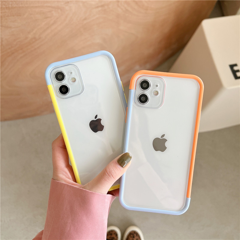 Two-color Border Suitable for iphone12 pro max Mobile Phone Case Candy Color Combination Apple 11 Contrasting Color protective Cover