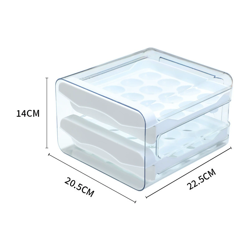 Refrigerator egg storage box PET transparent 32 -layer double -layer drawer -style earthy egg box fresh box kitchen egg box