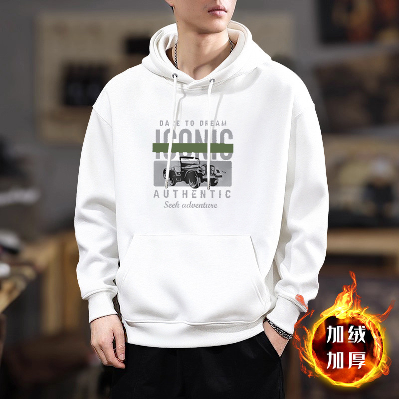 Chaqueta con capuz para hombres con veludo de otoño americano ropa de alta calle marca de moda de otoño y invierno chaqueta pesada de alto gramo