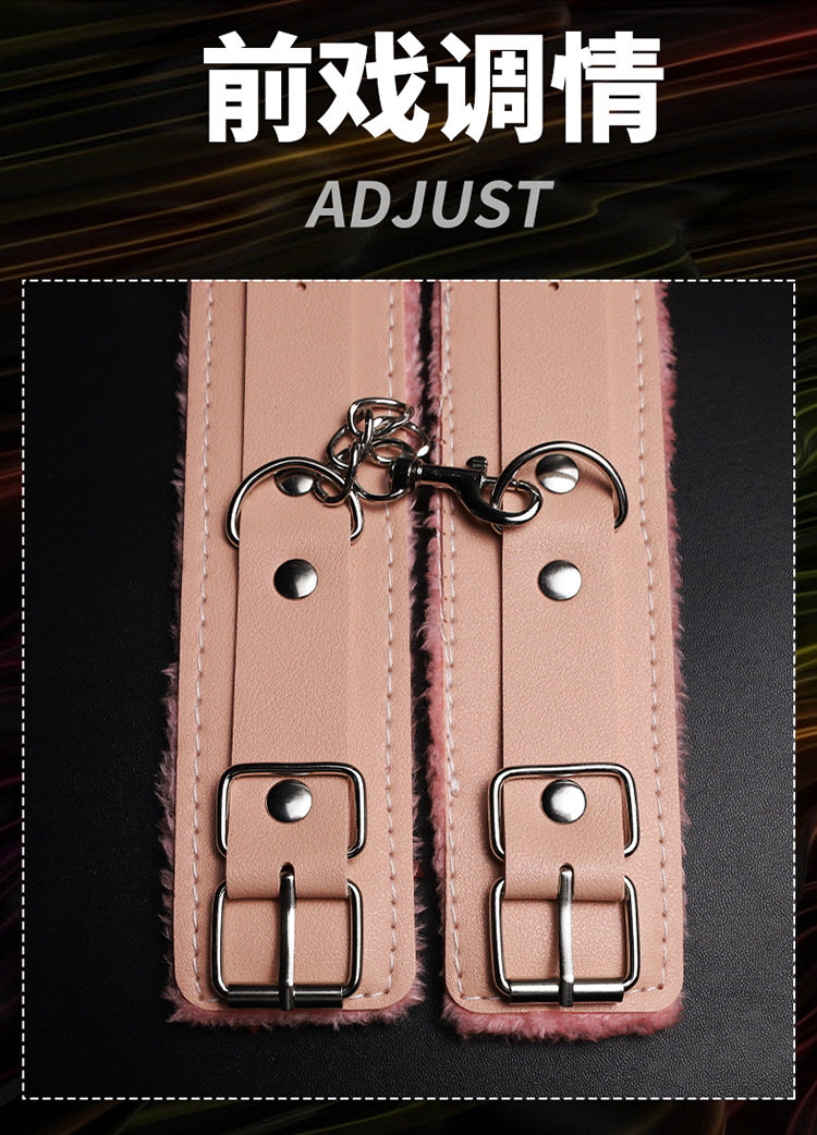 Plush-Lined Handcuffs with PU Leather and Metal Hardware for Adult Bondage Play — detail image 26