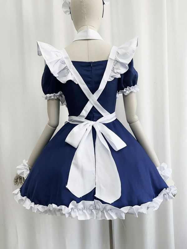 黒と白のメイド服ドレスレトロクロスメイドスーツ作業服ハロウィンコスプレ衣装|undefined