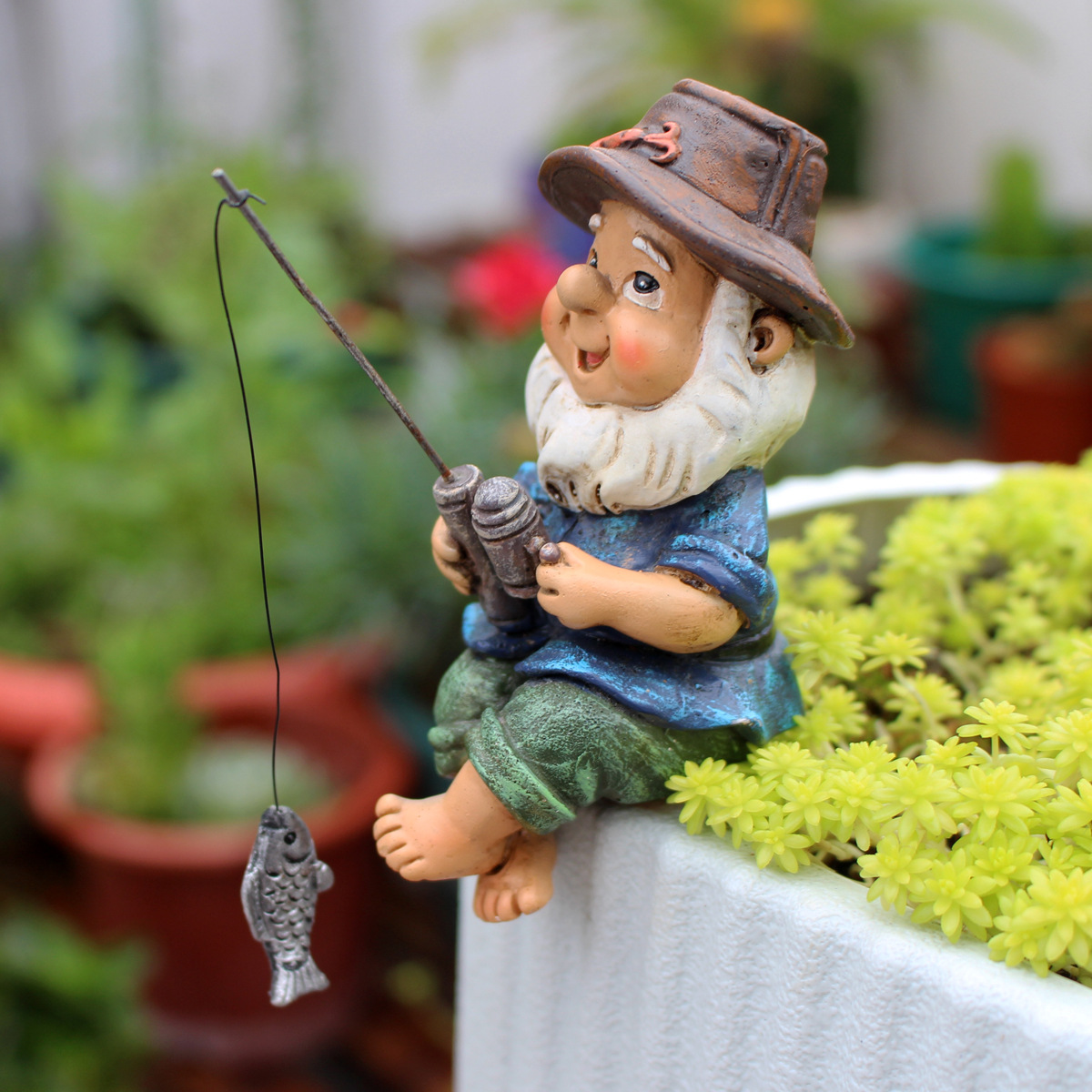  a  of fishing dwarf resin doll landscape flowerpot resin jewelry manufacturers 