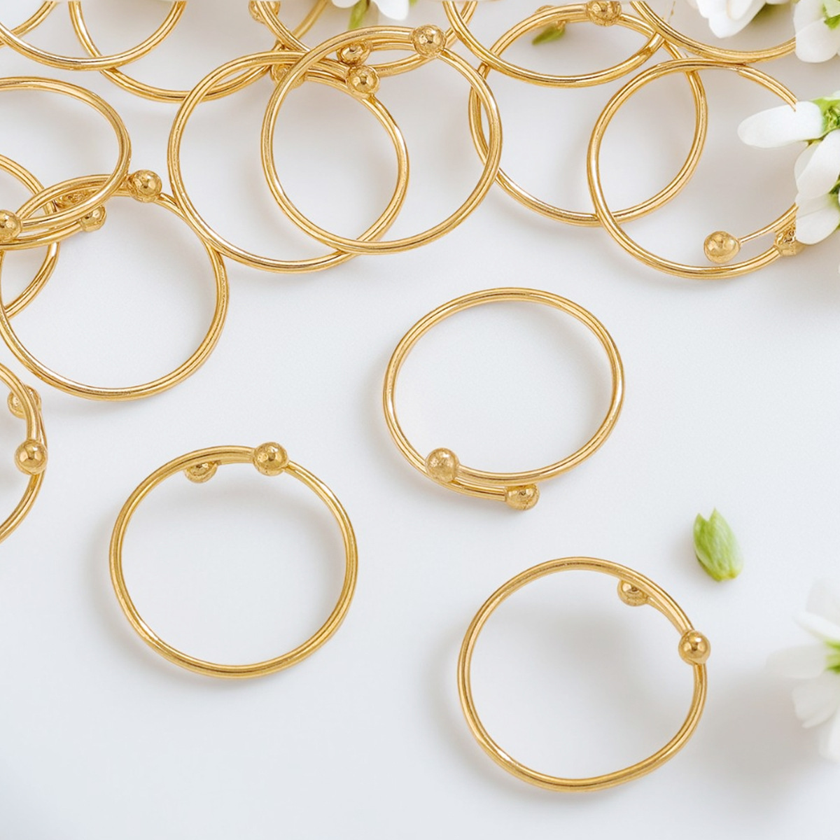 Acero inoxidable chapado 18k oro doble cuentas de oro anillo de abertura cruzada inswind simple anillo de moda DIY simple