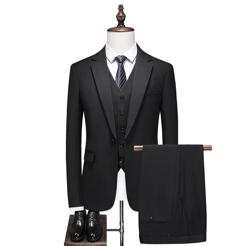 New men's suit suit black casual plus size suit three-piece slim fit bridegroom wedding dress wholesale 60
