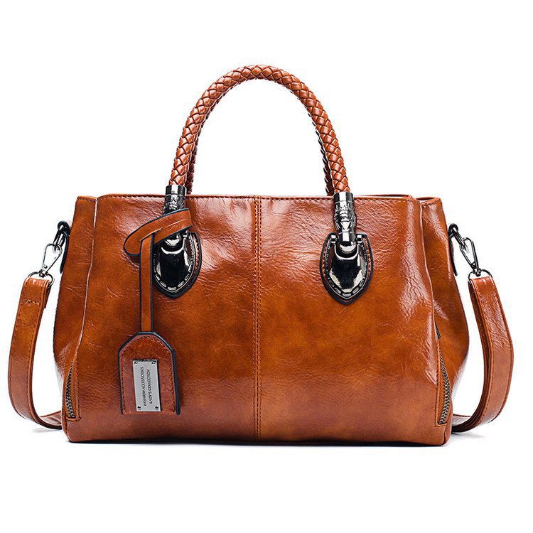 European and American retro women's bag trend, new cross-border hand-held shoulder crossbody bag made of oil wax leather for export, one piece, global consignment undefined