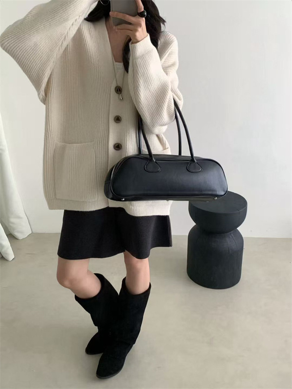 韩系秋冬新款休闲学院风针织衫女纯色宽松简约慵懒风开衫毛衣外套|undefined