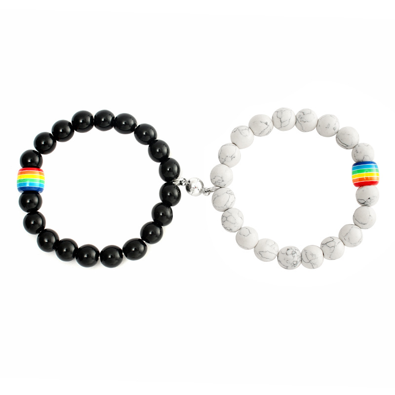 European and American white turquoise magnet attracts lovers beads bracelets men and women jewelry w