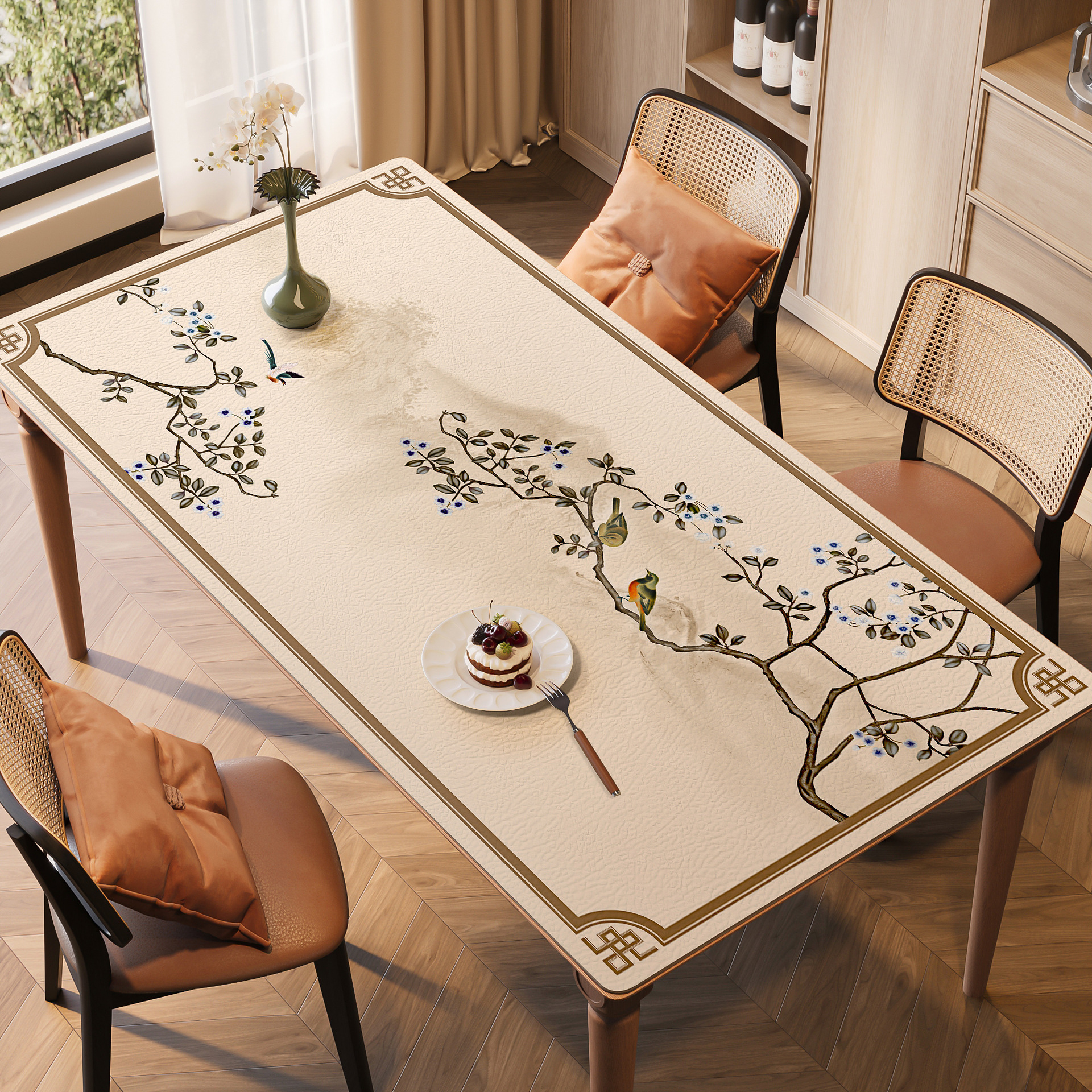Alta sensación de toallas de mesa de estilo medieval almohadilla de mesa impermeable a prueba de agua a prueba de aceite a prueba de quemaduras sin lavado almohadilla de mesa de té retro almohadilla de protección de escritorio