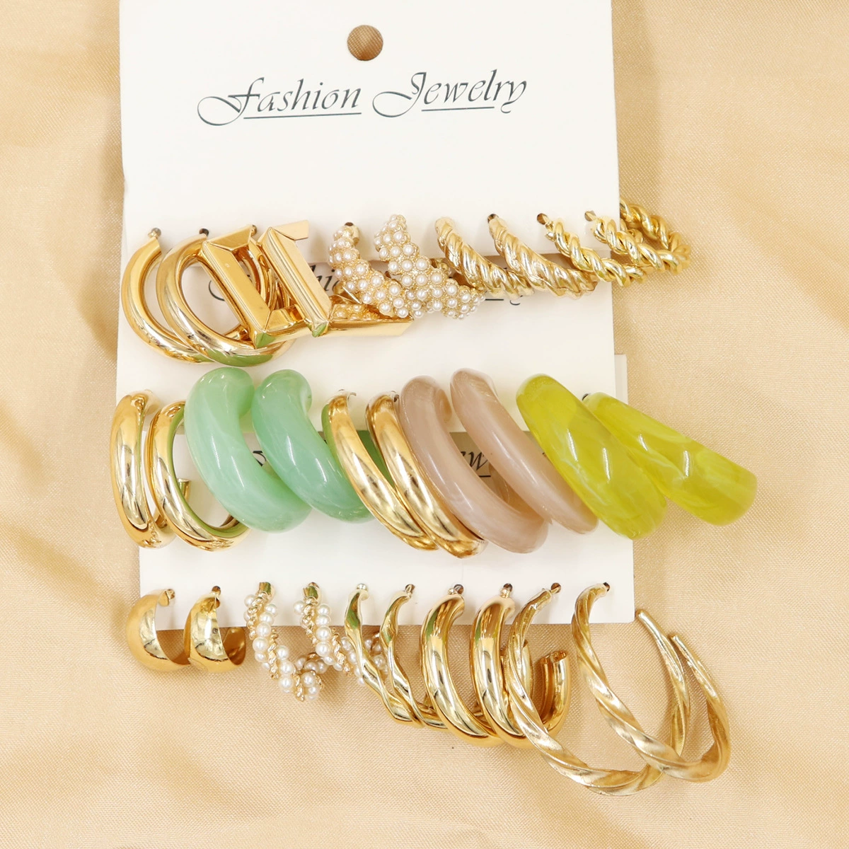 Metal Earrings Set, Retro Creative Design with Pigtail Hooks, Simple Elegant, Assorted Colors
