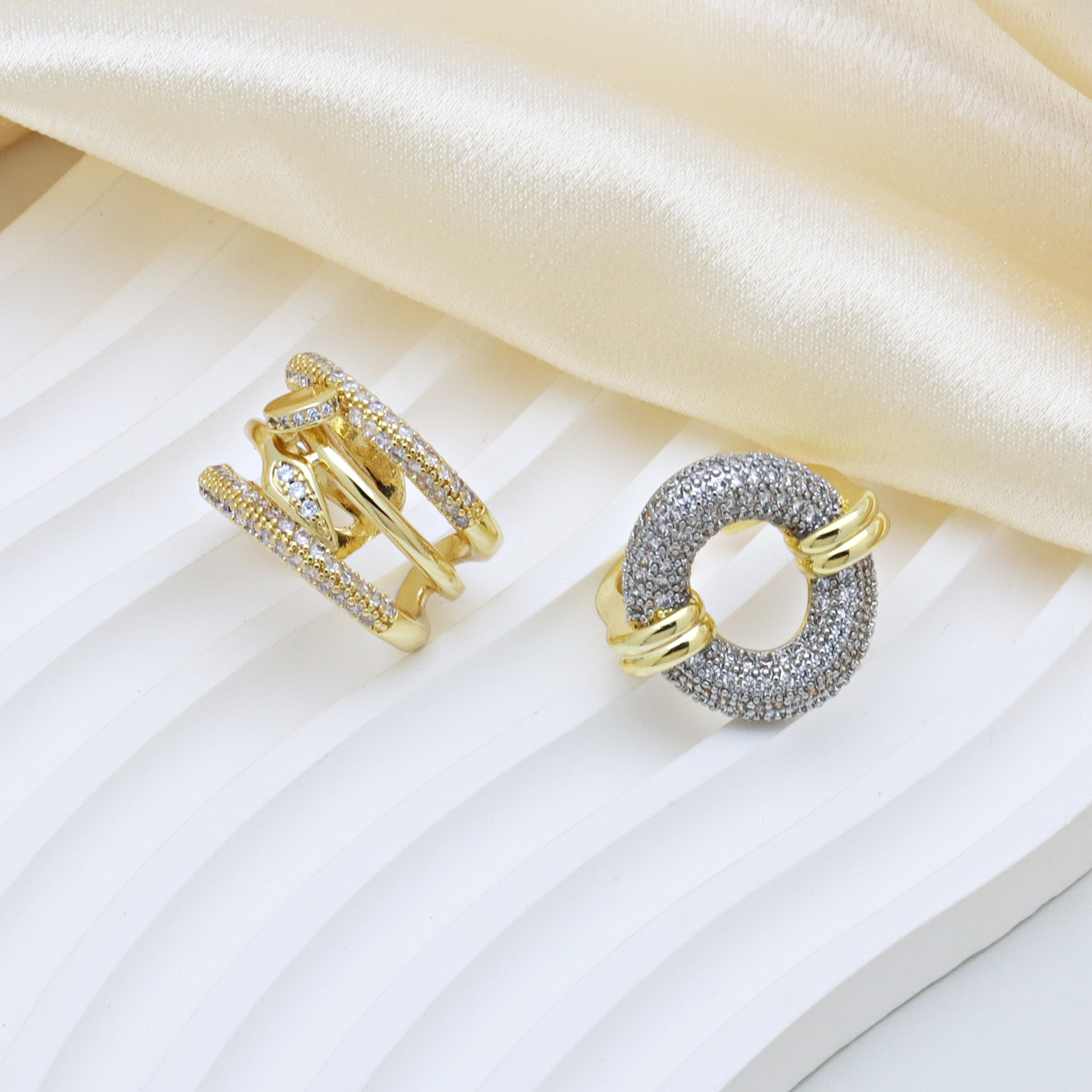 Adjustable Ring Size Copper Geometric Zircon Open Rings