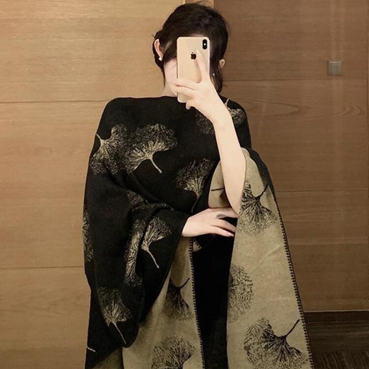 外搭披肩女2025年薄款民族风银杏叶夏季空调房斗篷旅游外搭披风|undefined