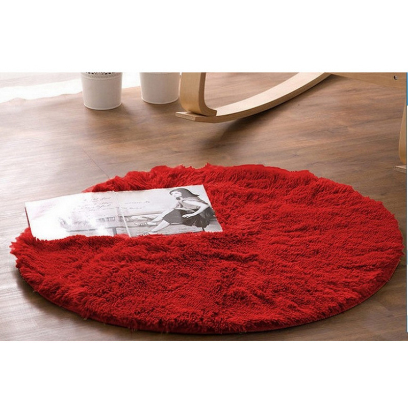 Alfombra de seda redonda de color sólido dormitorio de chicas cestas colgantes almohadilla giratoria piso de sala de estar simple sofá mesa de té almohadilla