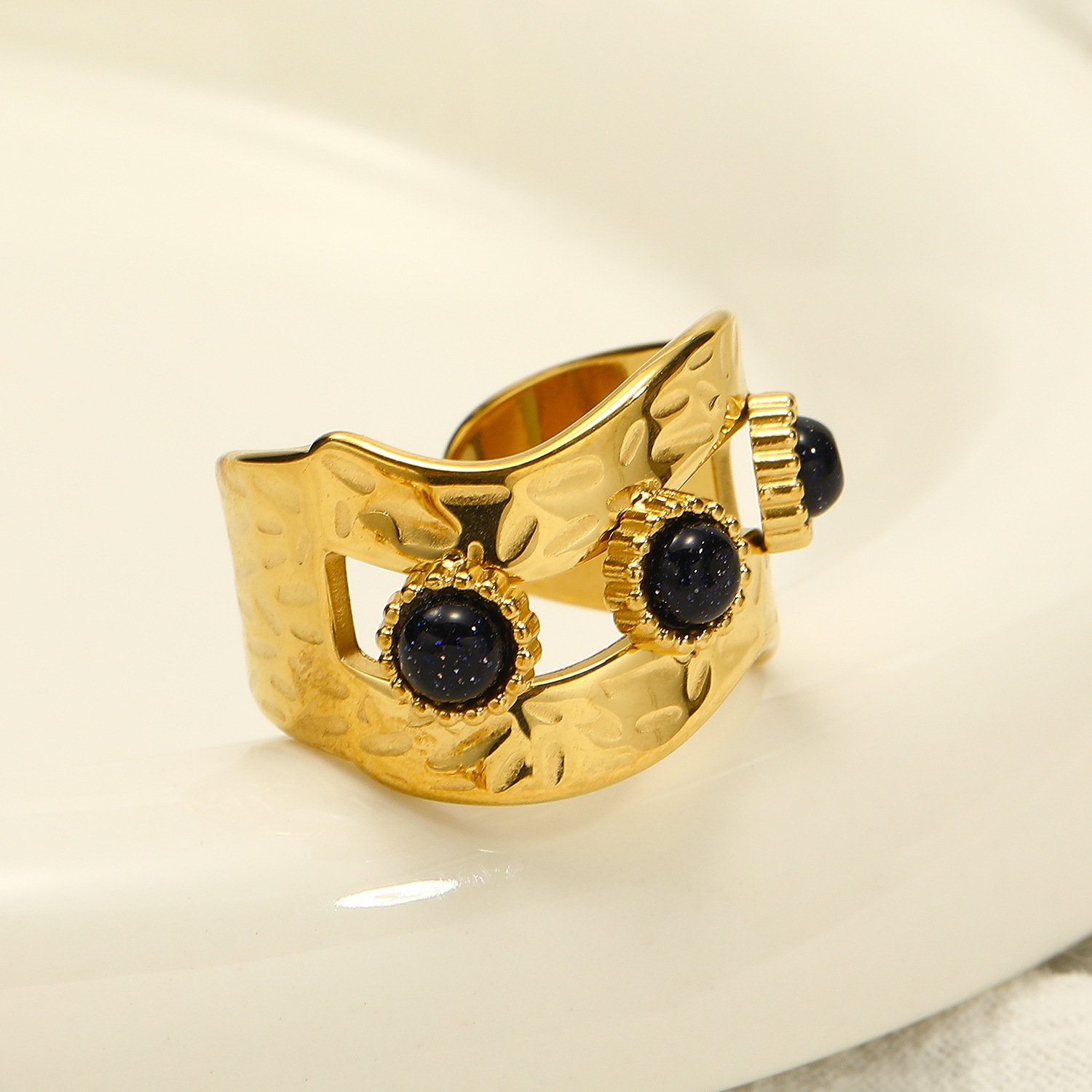 12g Weight Real Gold Plated Plating Material Open Rings Classification Adjustable Ring Size 1 Piece Quantity Casual, Daily Occasion 304 Stainless Steel Material Geometric, Color Block Pattern Women's Gender Vintage Style Style Waterproof Non Tarnish, Plating Craft Real Gold Plated Geometric Color Block 304 Stainless Steel Vintage Style Waterproof Non Tarnish Open Rings 13