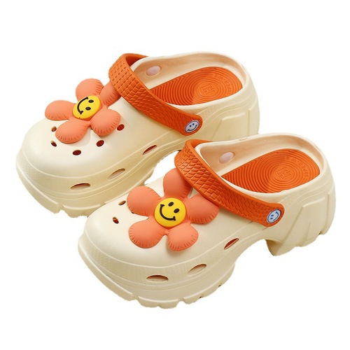 Croc shoes women's summer toe-toe half drag outer thick-soled fashionable dad shoes heightening platform sandals beach sandals high heels