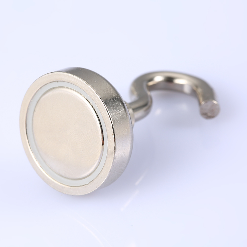 银色360度旋转磁性挂钩D20MM钕铁硼磁铁挂钩免打钉吸铁石强磁挂钩