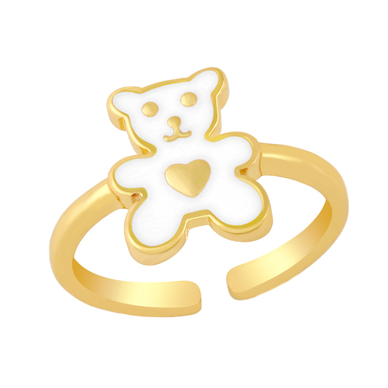 Cute Heart Bear Ring Europe And America Cross Border New Ins Style Colorful Oil Necklace Ring Girly Style Jewelry Rim58 display picture 11