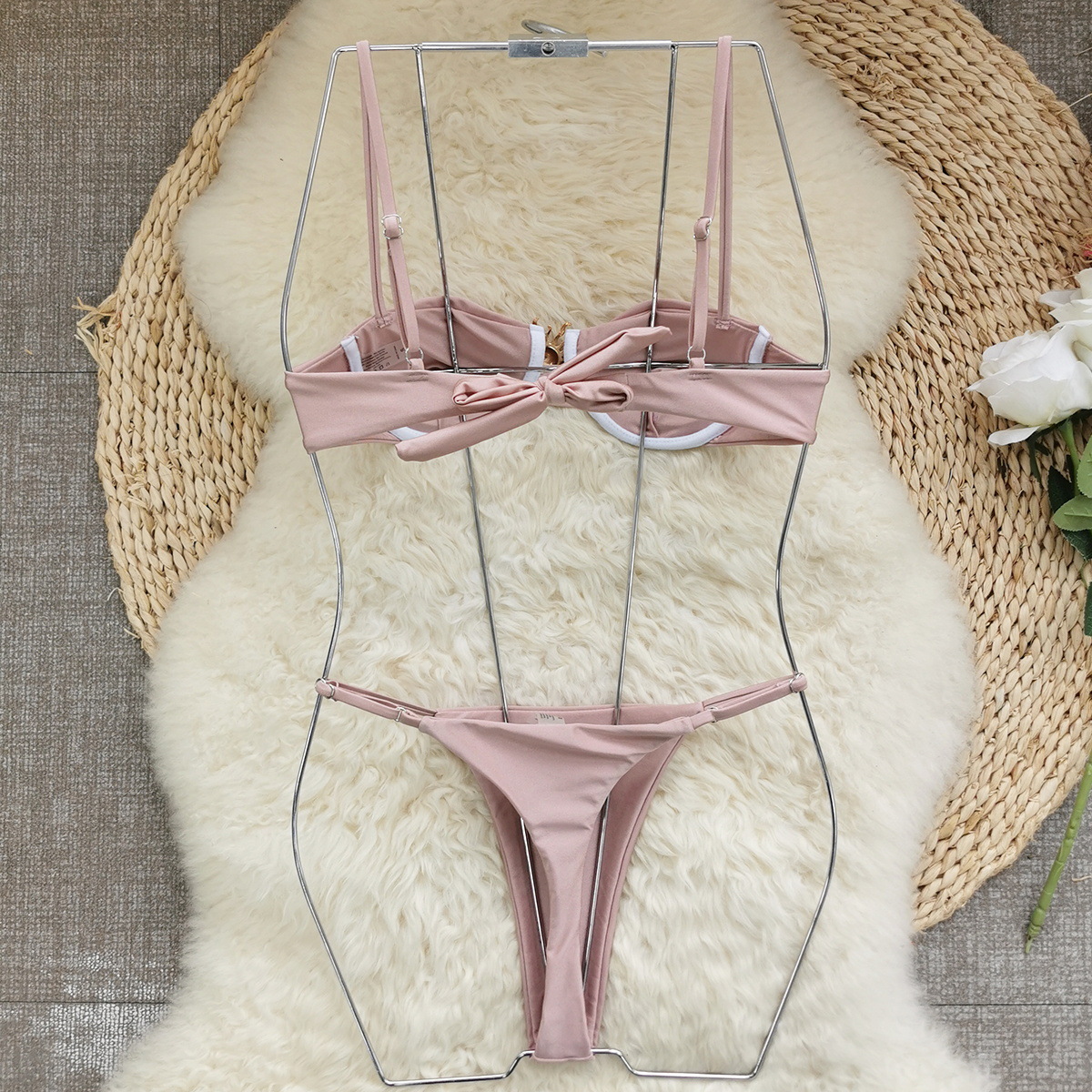 Bikini Panties Style Women's Solid Color 2 Pieces Set Bikinis Swimwear